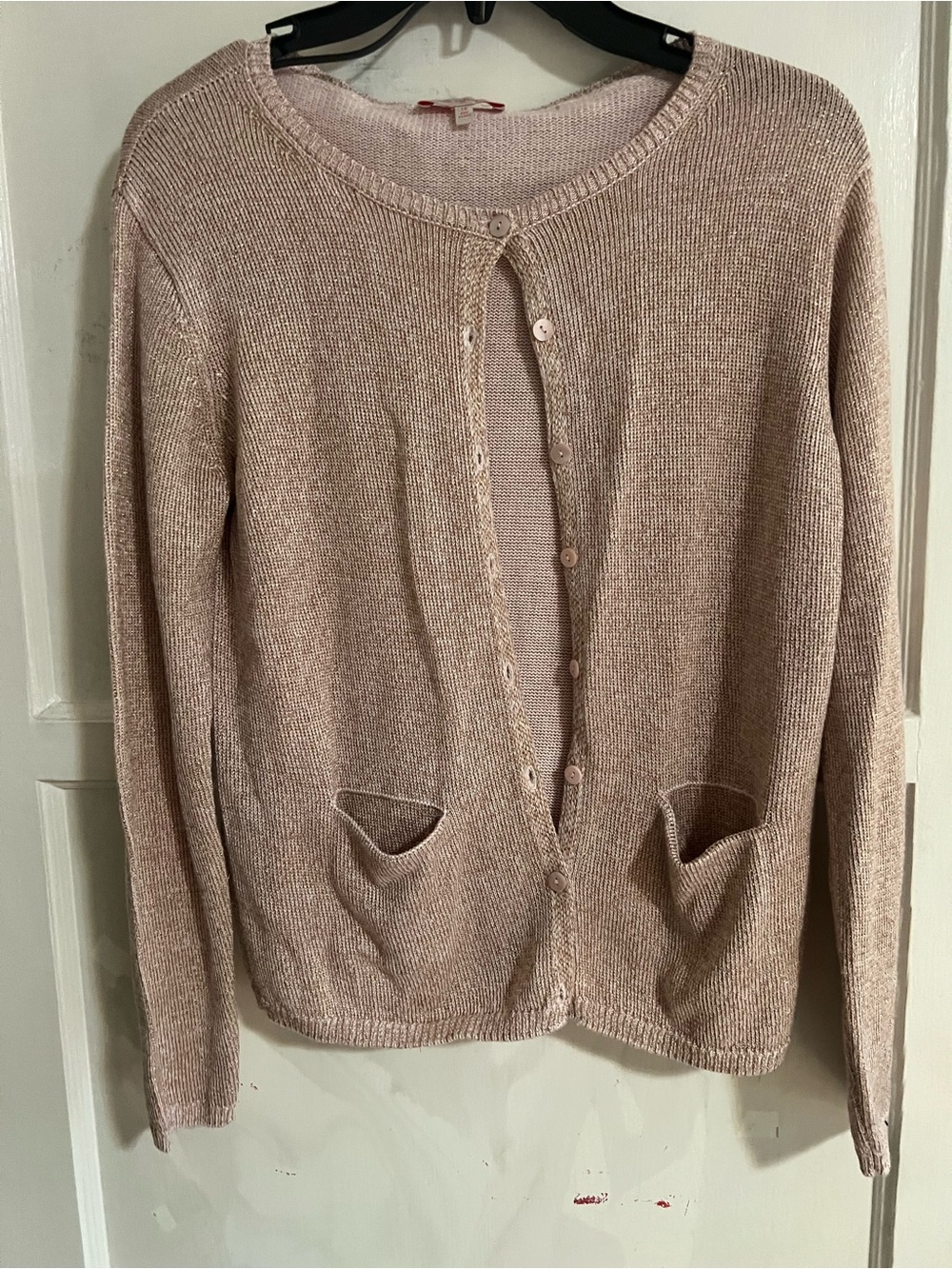 Lili Gaufrette Blush Pink Button-Front Knit Cardigan